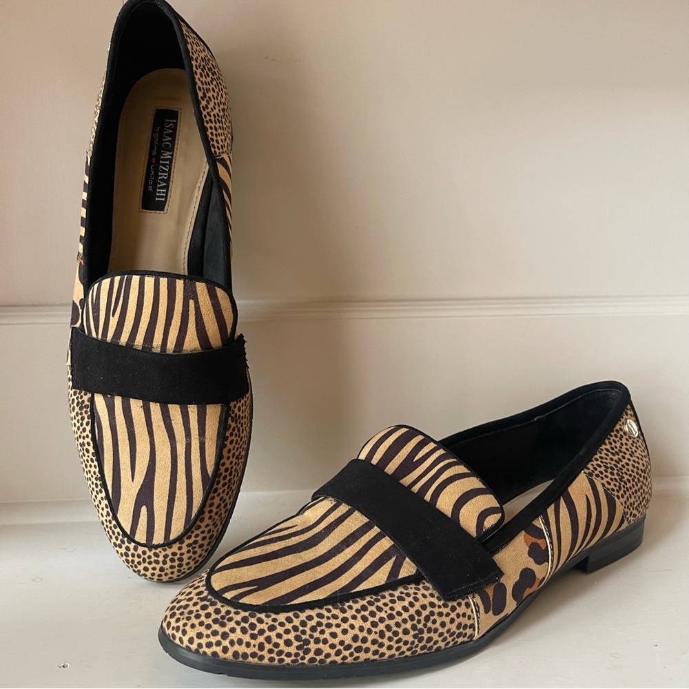 Isaac Mizrahi Sadie Loafer Women’s Size 10 Mixed Animal Print Tan Brown Black